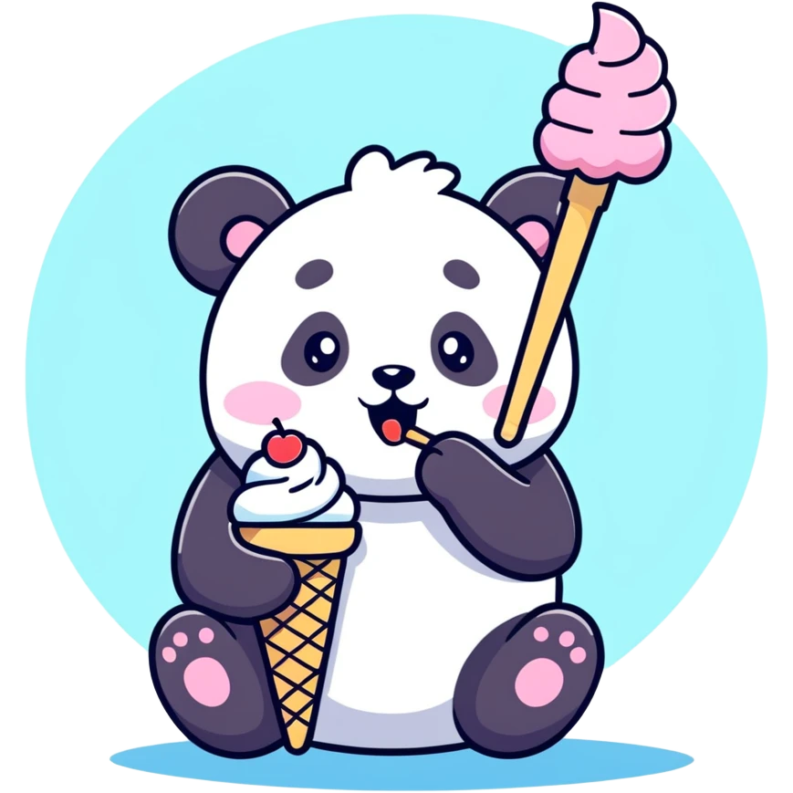 Panda eating ice cream emoji