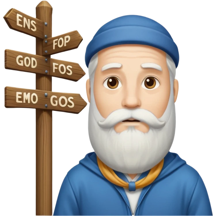 god in front of a signpost emoji