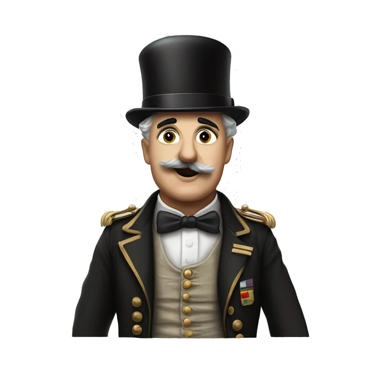 Charlie Chaplin dressed like a german general raisin his hand emoji