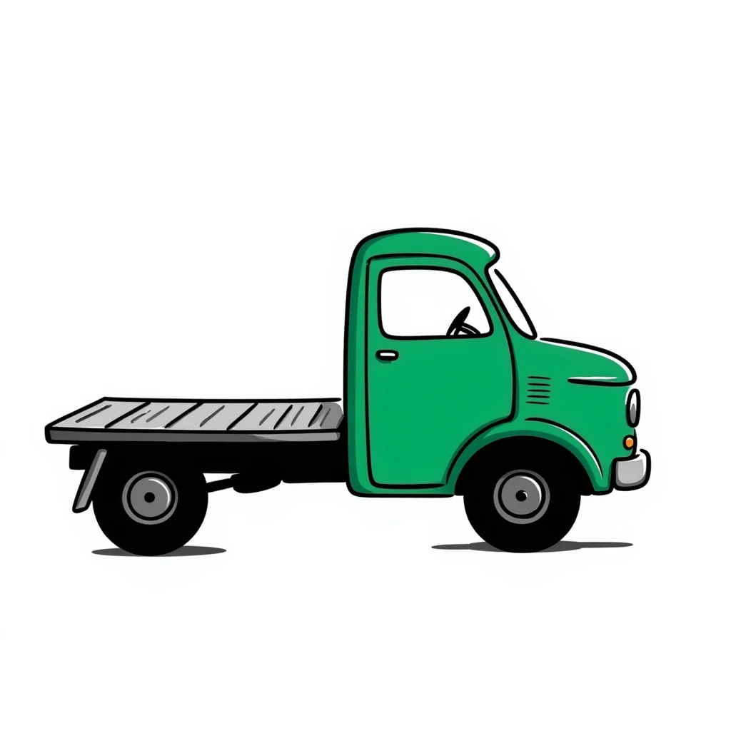 ZIL 130 Soviet truck with green cabin and flatbed, classic vintage Russian truck from 1960s emoji