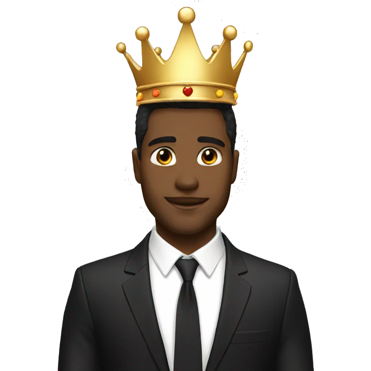 Man black suit crown angel emoji