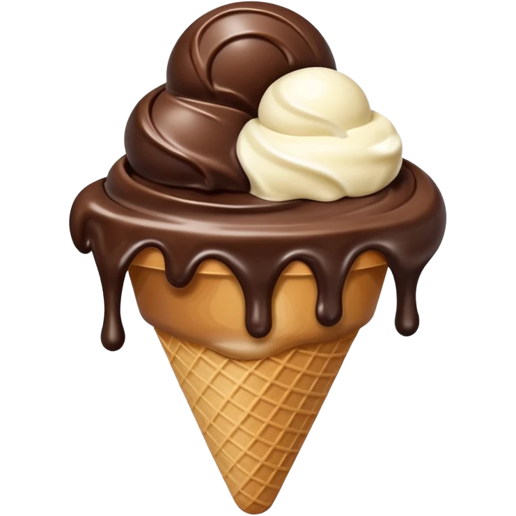 melted white and dark chocolate ice cream emoji