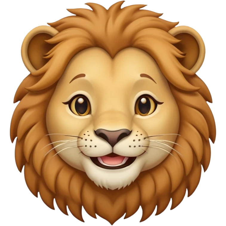 neutral headshot of a friendly anthropomorphised female lion emoji