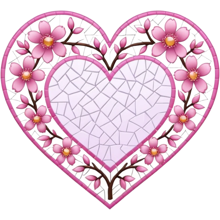 sakura heart with a mosaic pattern emoji