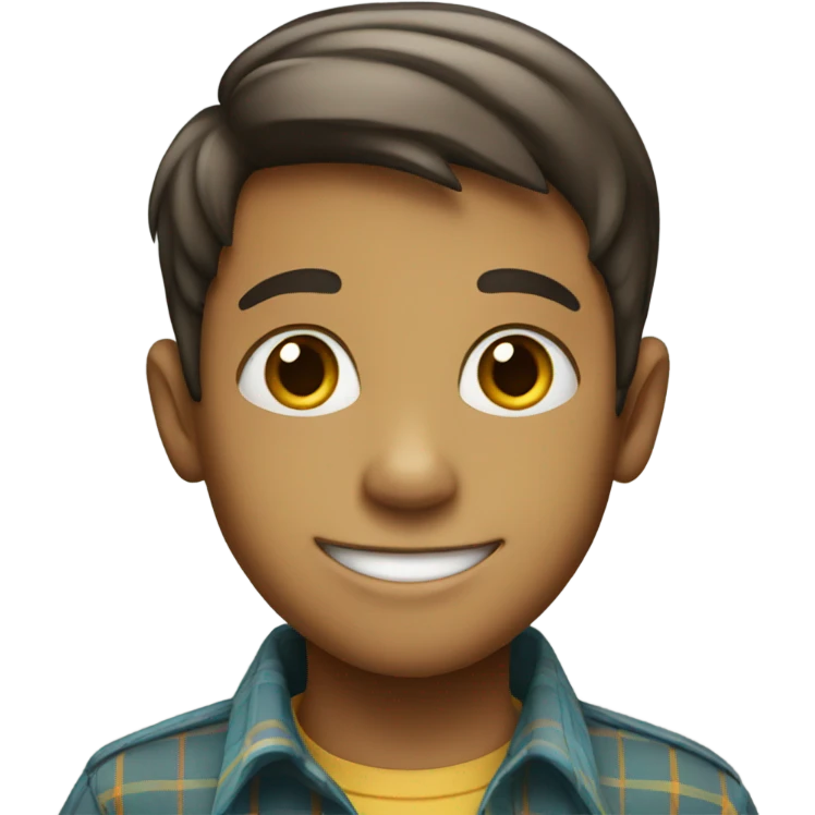 smiling boy in plaid shirt emoji