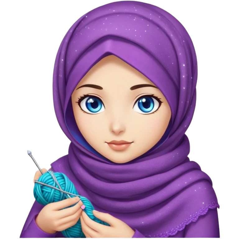 Turkish beautiful finish Konya girl blue eyes with galaxy hijab does knitting  emoji