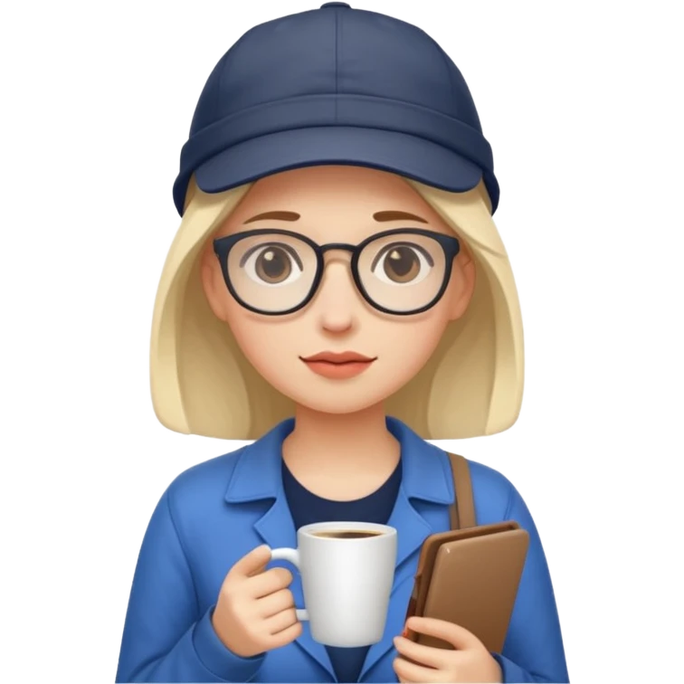 Female tech developer going back to work after christmas holidays, looking tired and wearing a cap emoji