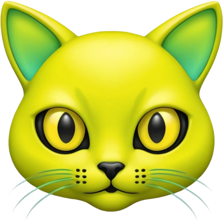 neon very yellow alien cat face emoji