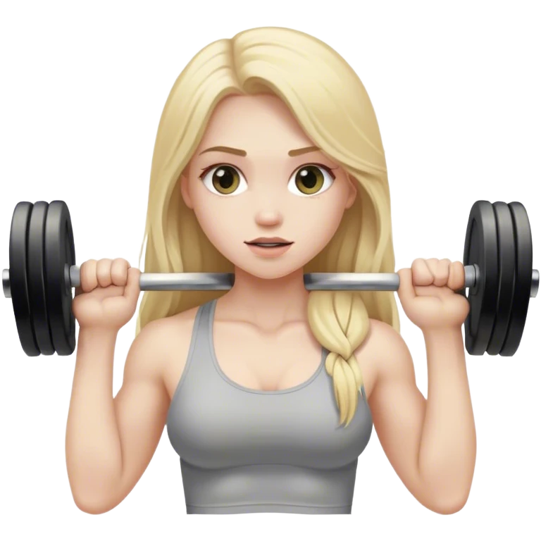 Pale girl with long blonde hair lifting weights emoji