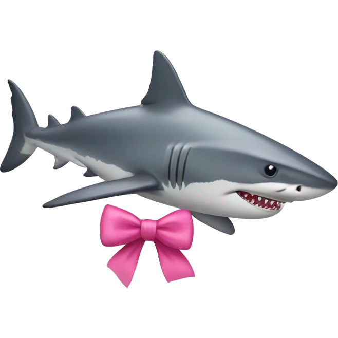 shark with pink bow on the fin emoji
