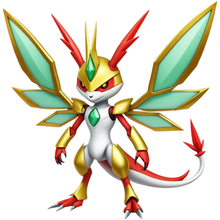 Cute Cool Edgy Shiny Ethereal Legendary Kartana-Digimon-Scizor-hybrid full body emoji