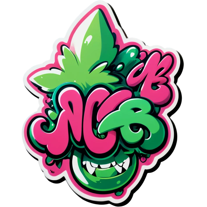 Green and pink graffiti “nice to meet you” emoji