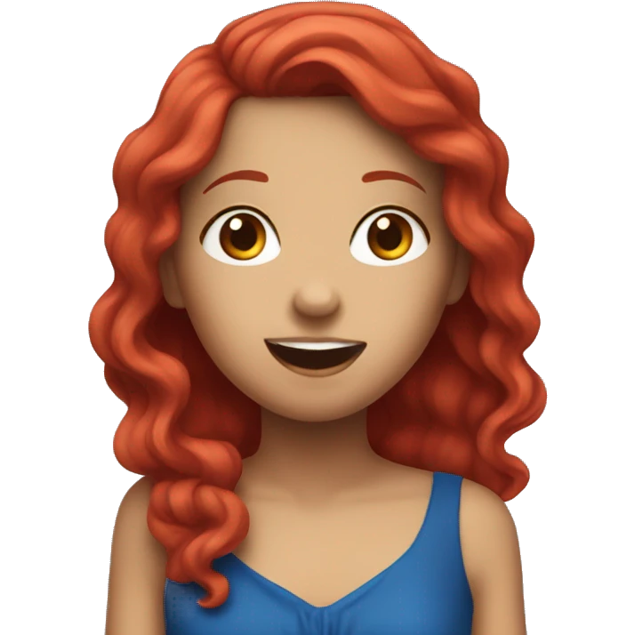 girl singing in blue dress red hair  emoji