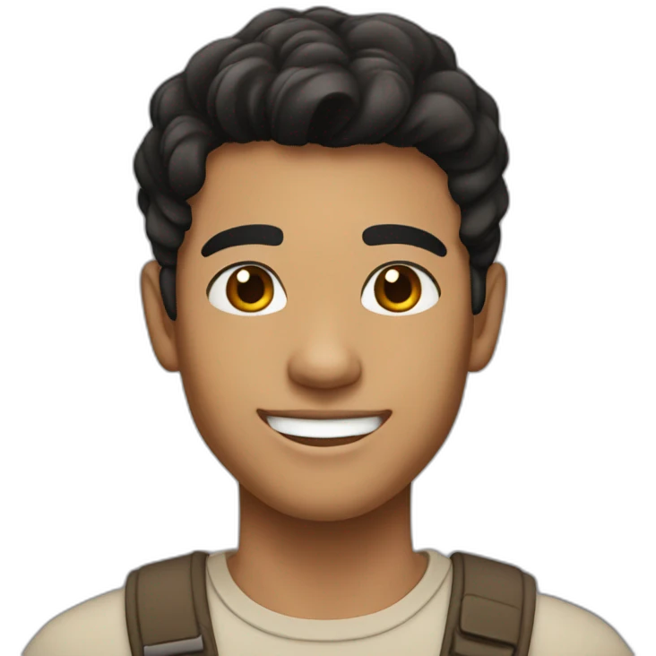 young man with black hair, light brown skin colour, and a smiling face emoji