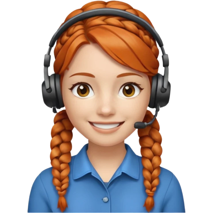 receptionist face braided gingerwith headpset emoji