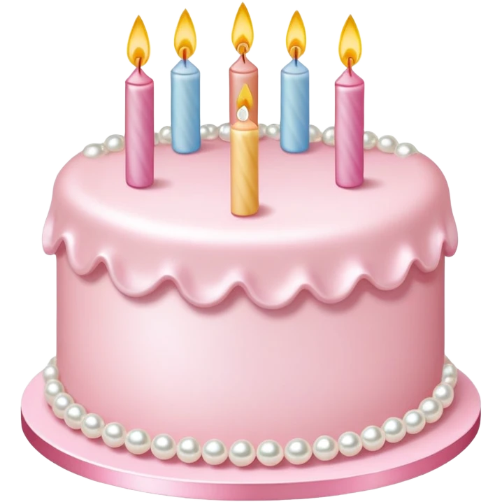 pearl light pink birthday cake with pearl decorations emoji