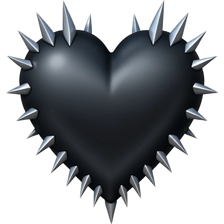 gothic black heart with silver spikes emoji