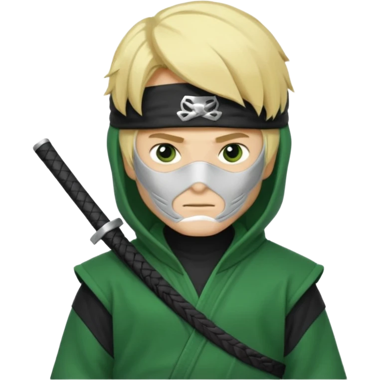 Green ninja Lloyd garmadon blonde hair, kaptur hoody on his head but blonde grzywka visible  emoji