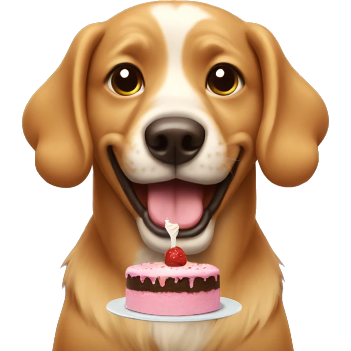 Dog eating cake emoji