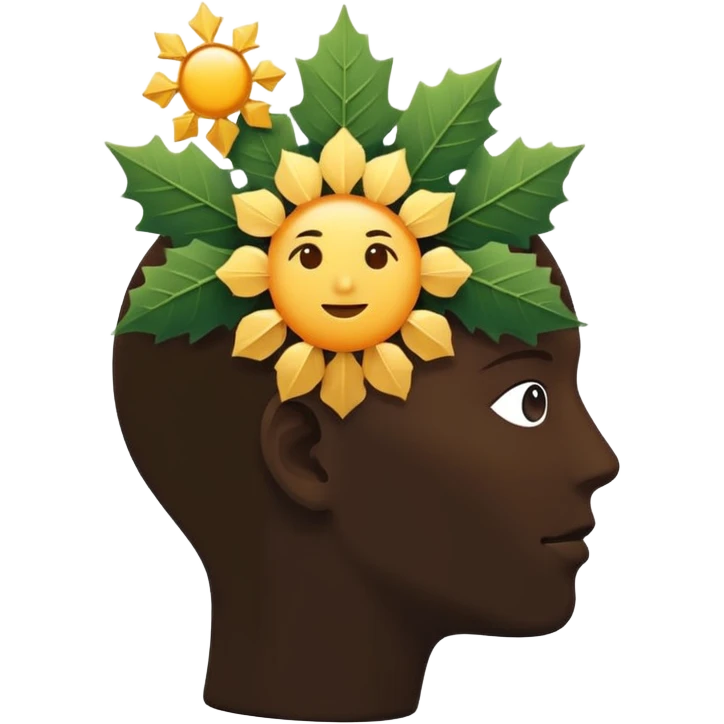 silhouette of a head with seasonal icons (leaf, snowflake, sun, flower) emoji
