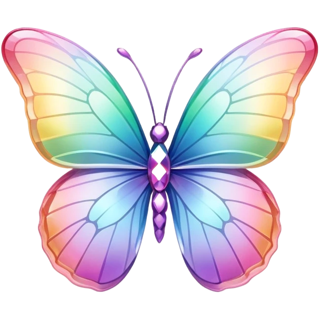 Pastel rainbow-gradient iridescent crystal butterfly emoji
