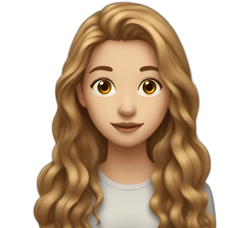 20 year old woman with long light brown hair and long face  emoji