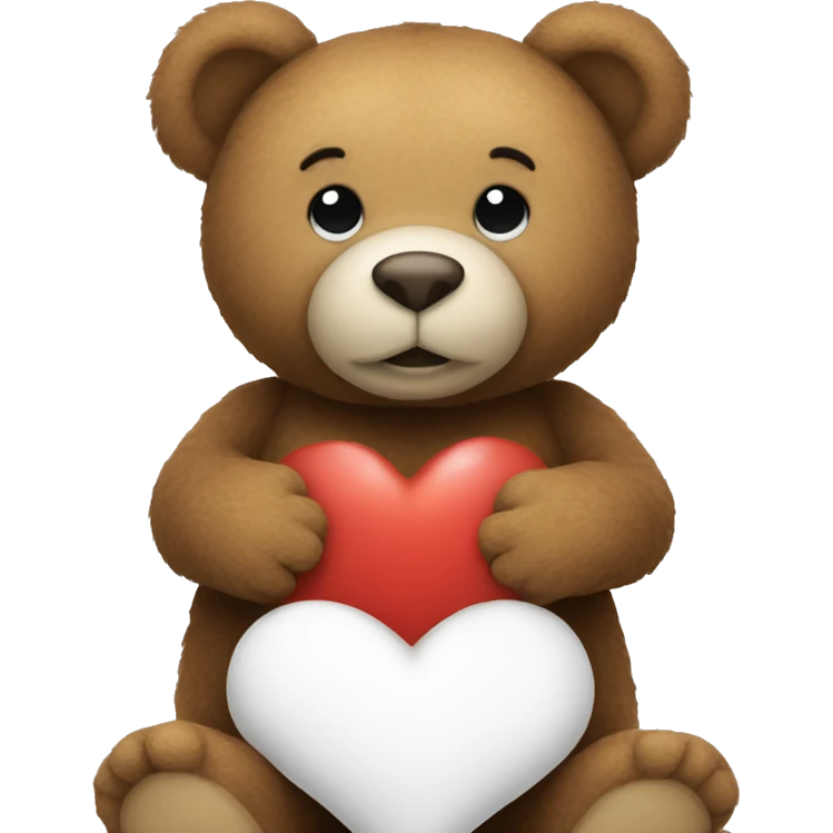 Teddy bear holding a white heart emoji