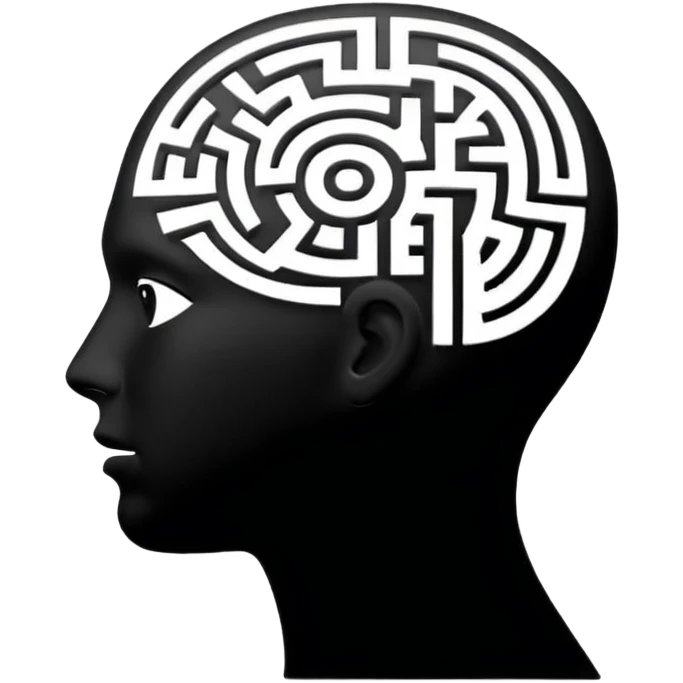 silhouette of a head with a maze inside emoji
