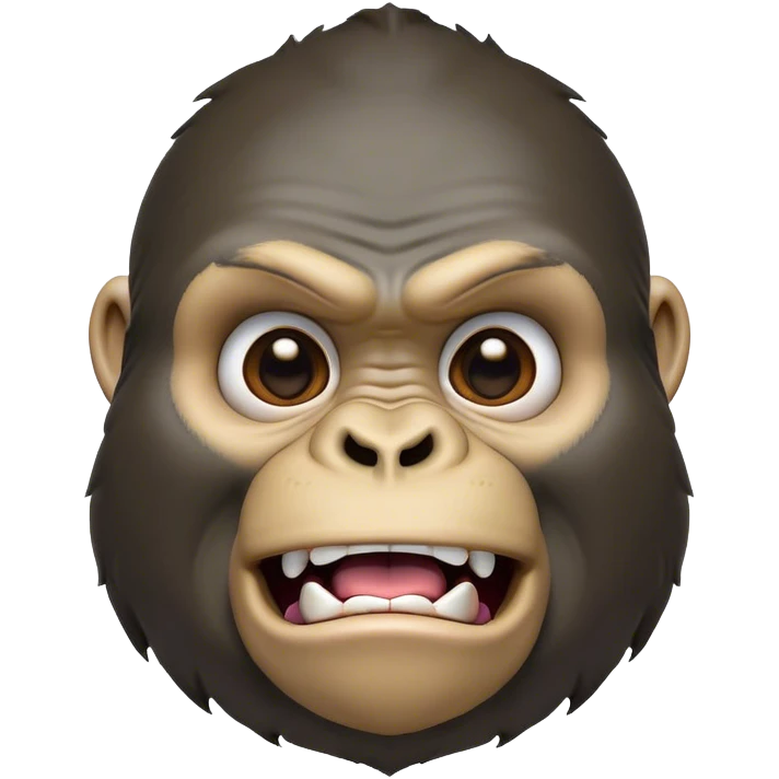 Cinematic Comical Gorilla Portrait Emoji, Head tilted dramatically with an exaggeratedly shocked expression, featuring a robust build with wide, comically expressive eyes full of humorous disbelief, Simplified yet hilariously expressive features, highly detailed, glowing with a slightly sassy jungle glow, high shine, dramatic yet playful, stylized with an air of quirky primate attitude, soft glowing outline, capturing the essence of a meme-worthy gorilla that appears ready to side-eye its way into viral fame! emoji