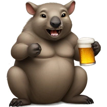 muscular wombat drinking beer emoji