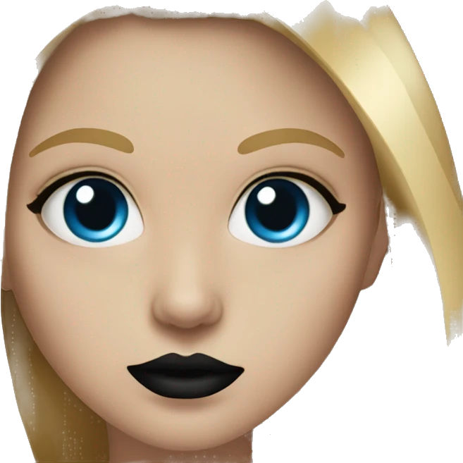 Girl with piercing blue eyes with black lip ring and gold nose ring emoji