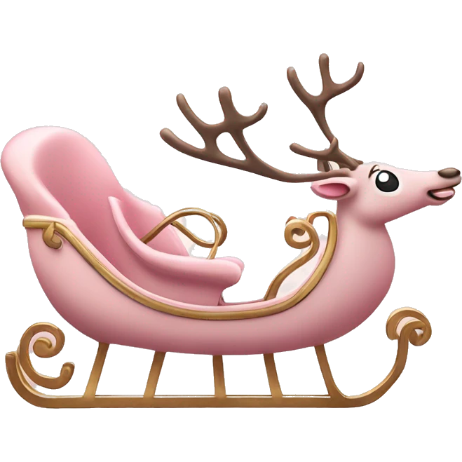 pale pink christmas sleigh with reindeers emoji