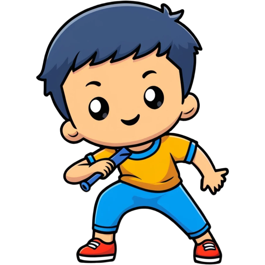 Young boy playing with toy emoji