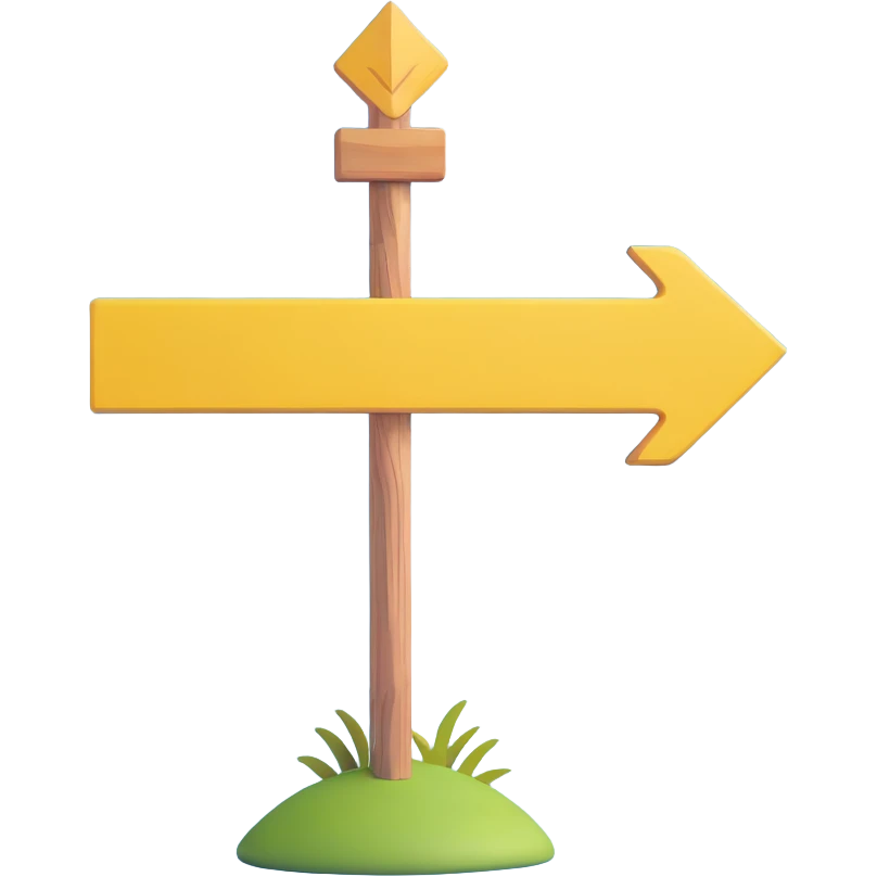 wooden post with yellow arrow sign pointing the way, Camino de Santiago emoji