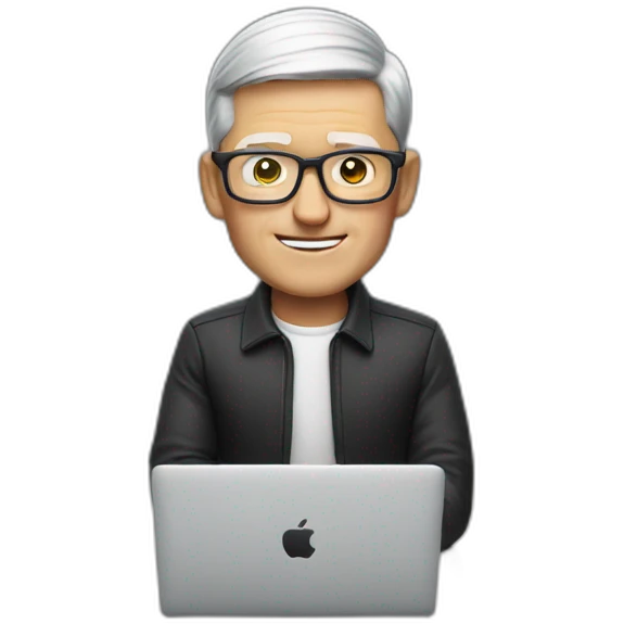 tim cook with macbook at desk emoji