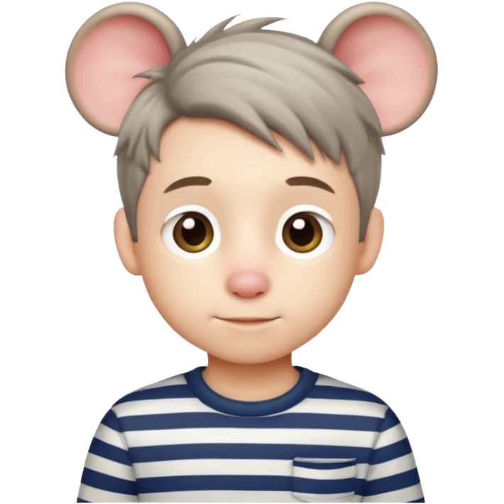 stripped shirt wearing Cute boy mice hair style. emoji