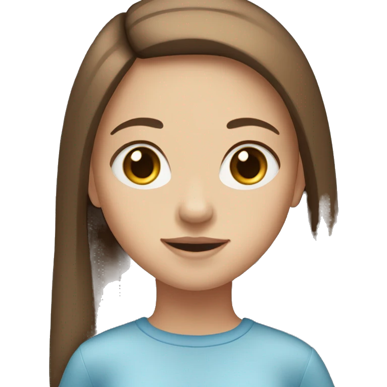 girl with straight brown hair and blue eyes emoji