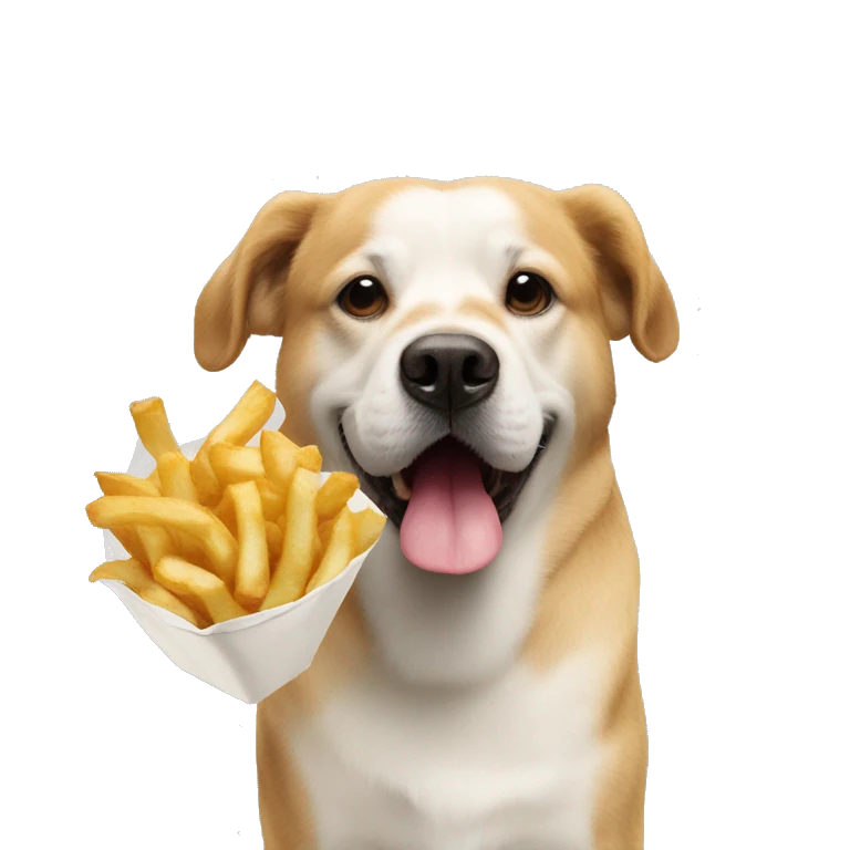 Un chien qui mange du frites  emoji