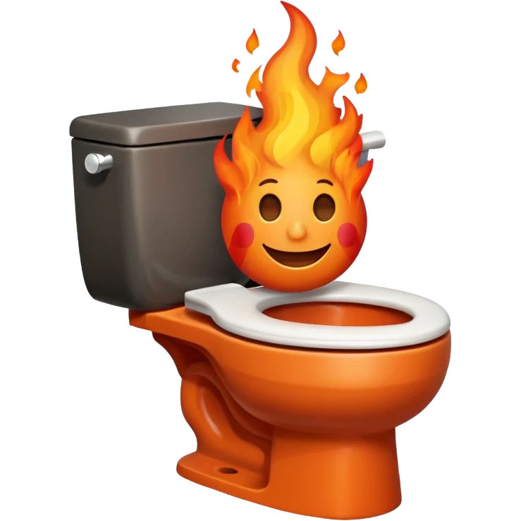 A smiling toilet with fire coming from its bowl emoji