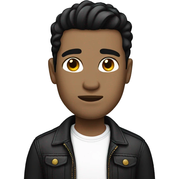 cool guy, with black hair, white skin, black eyes. emoji