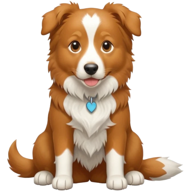 Nova Scotia duck tolling retriever and border collie mix dog. Light brown. White paws, a little white on chest and on tail emoji