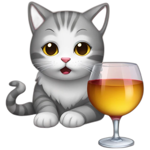 depressed tired kitty drinking wine emoji