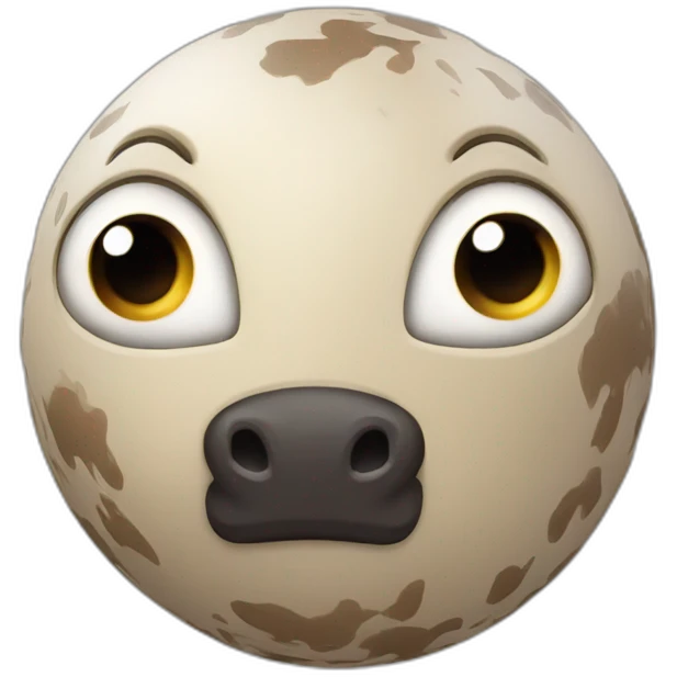 3d sphere with a cartoon Horse skin texture with big courageous eyes emoji