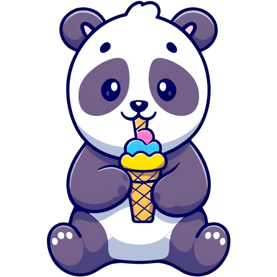 Panda eating ice cream emoji