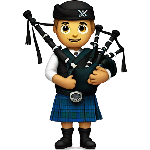 bagpipe player in a blue kilt emoji