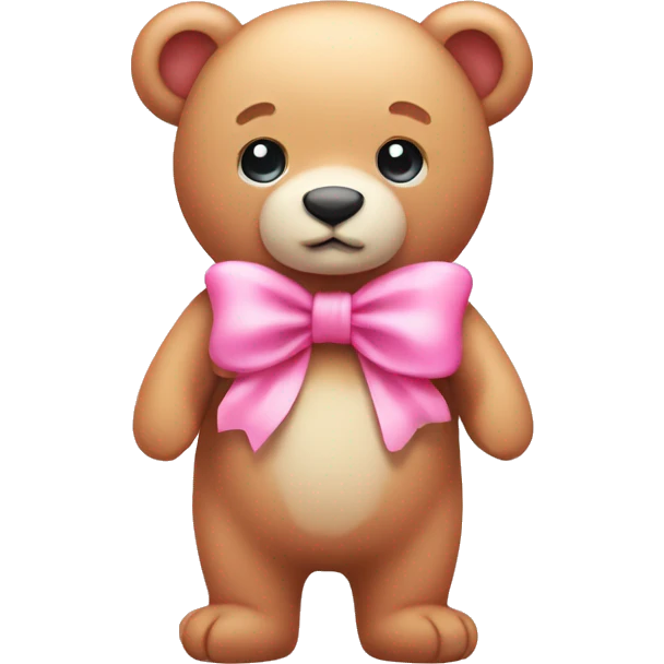 cute pink bear with pink bow emoji