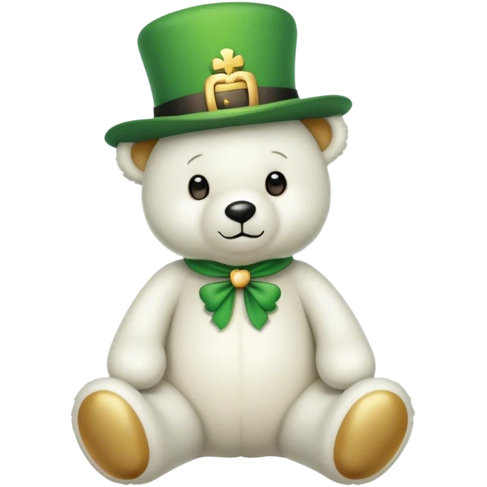 White St patricks day teddy bear emoji