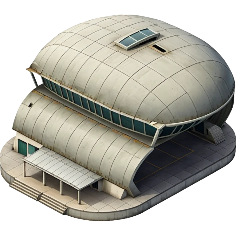 USSR military airplane rounded roof hangar isometry view emoji