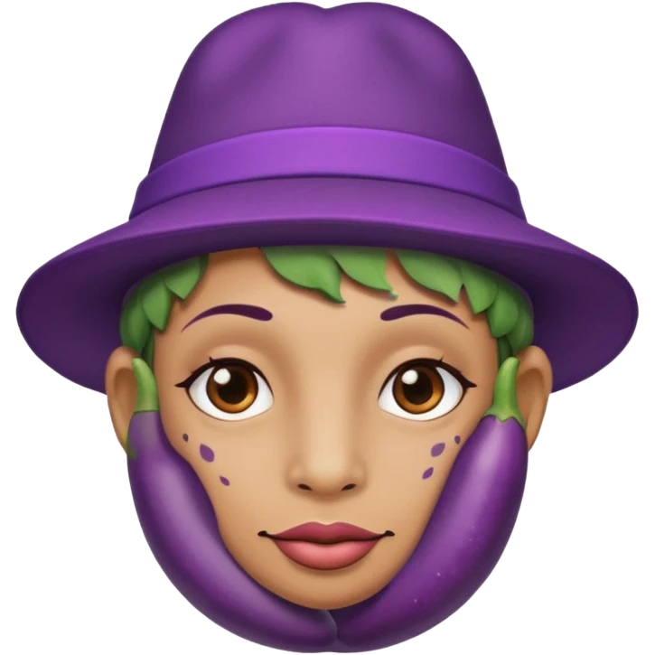 eggplant with hat and face tattoed  emoji