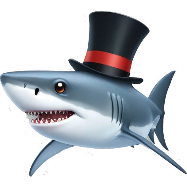 Shark with a top hat emoji